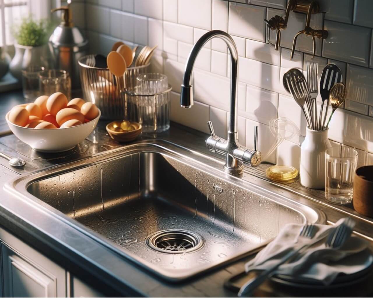 lavabo della cucina profumato e splendente