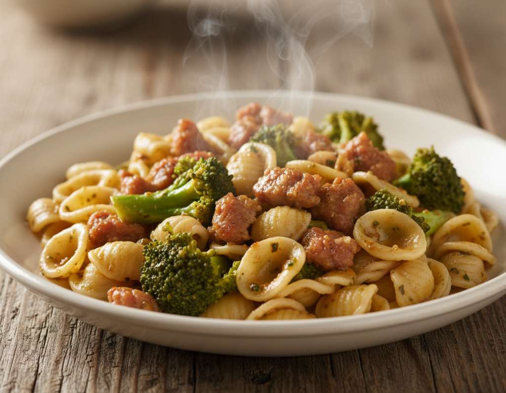 pasta broccoli salsiccia rustica