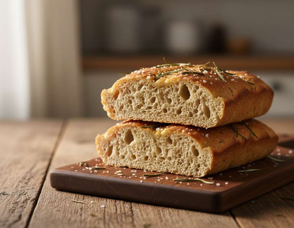 focaccia semintegrale alta idratazione rustica