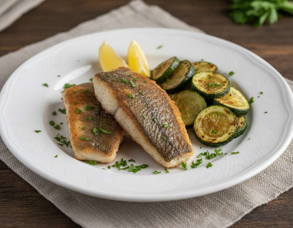 branzino e zucchine dorate