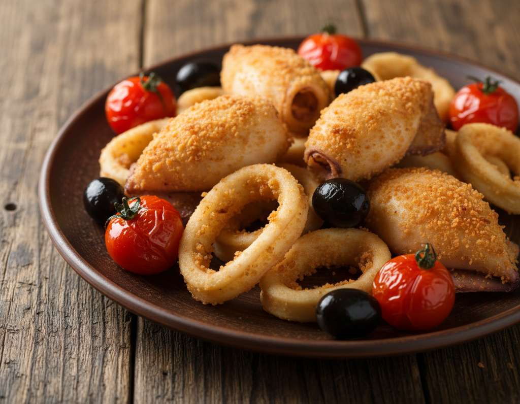 calamari dorati e mediterranei