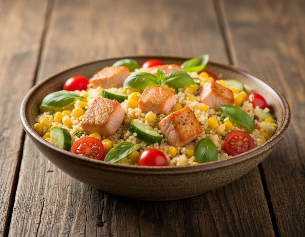 couscous salmone verdure basilico