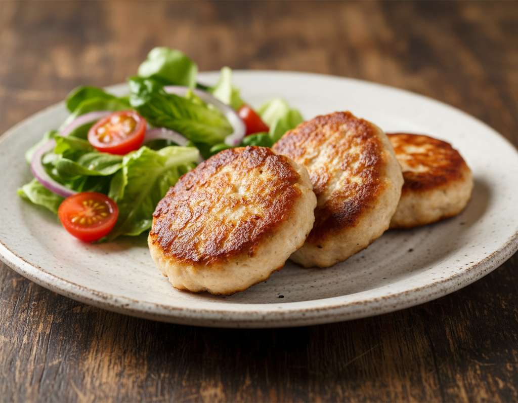 hamburger di pollo su legno