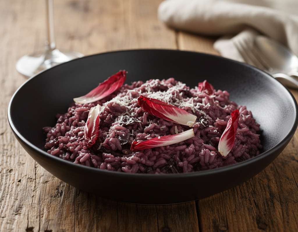 risotto radicchio vino rosso piatto