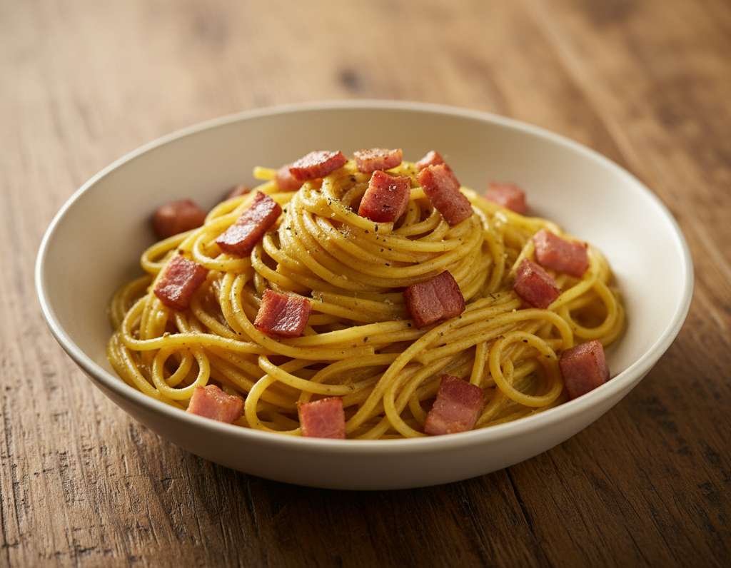 pasta pancetta curry cremosa