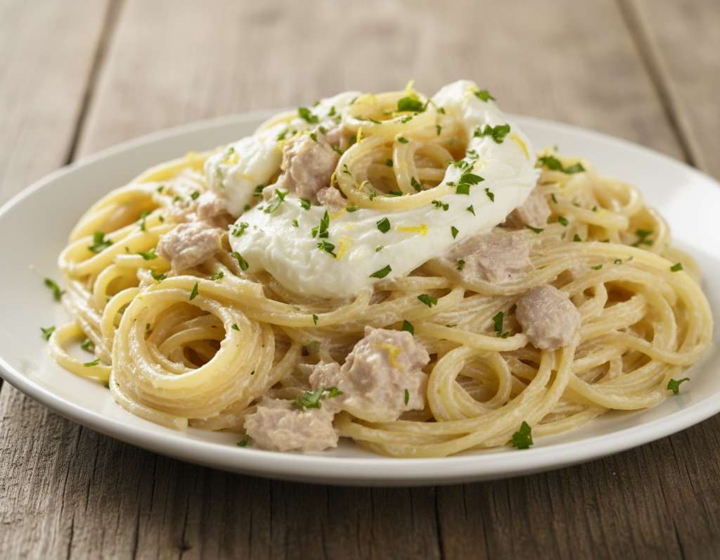 spaghetti tonno limone stracciatella