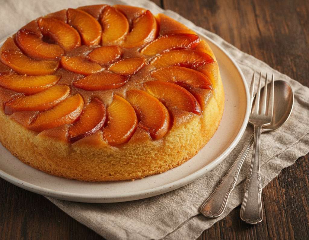 torta pesche caramellate rustica
