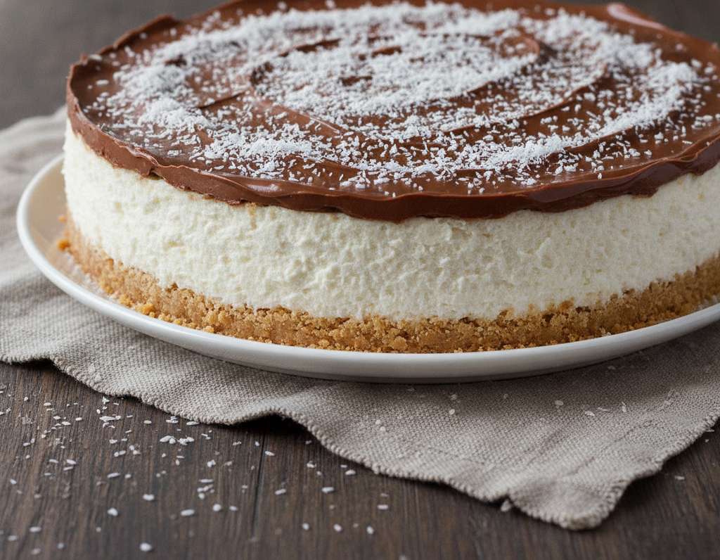 cheesecake cocco cioccolato tavolo rustico