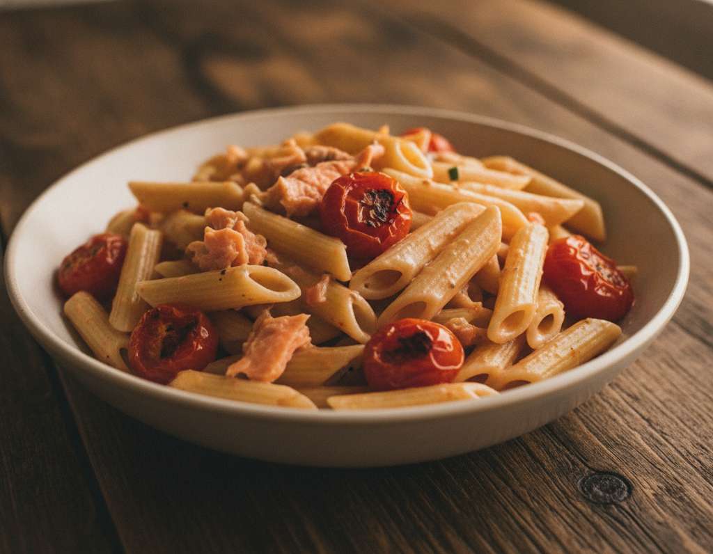 penne salmone pomodorini freschi