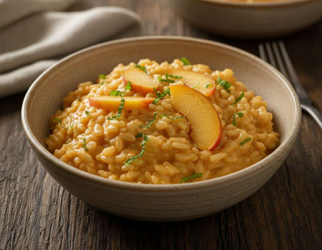 risotto pesca cremoso estivo