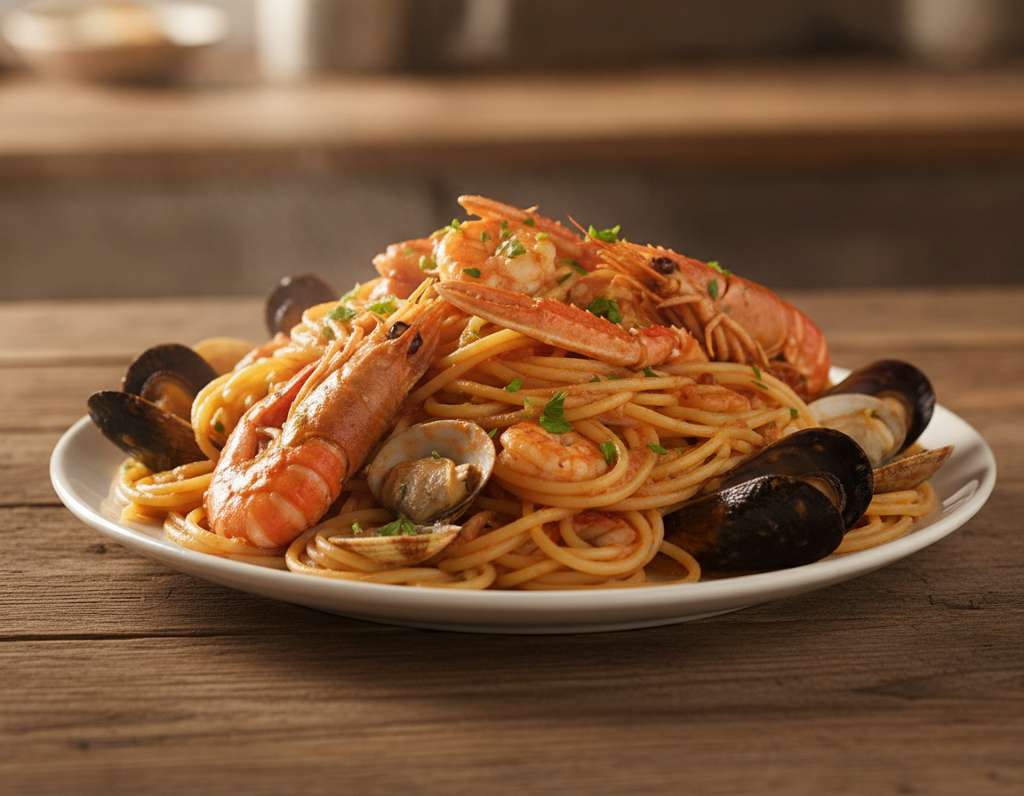 spaghetti scoglio piatto cremoso